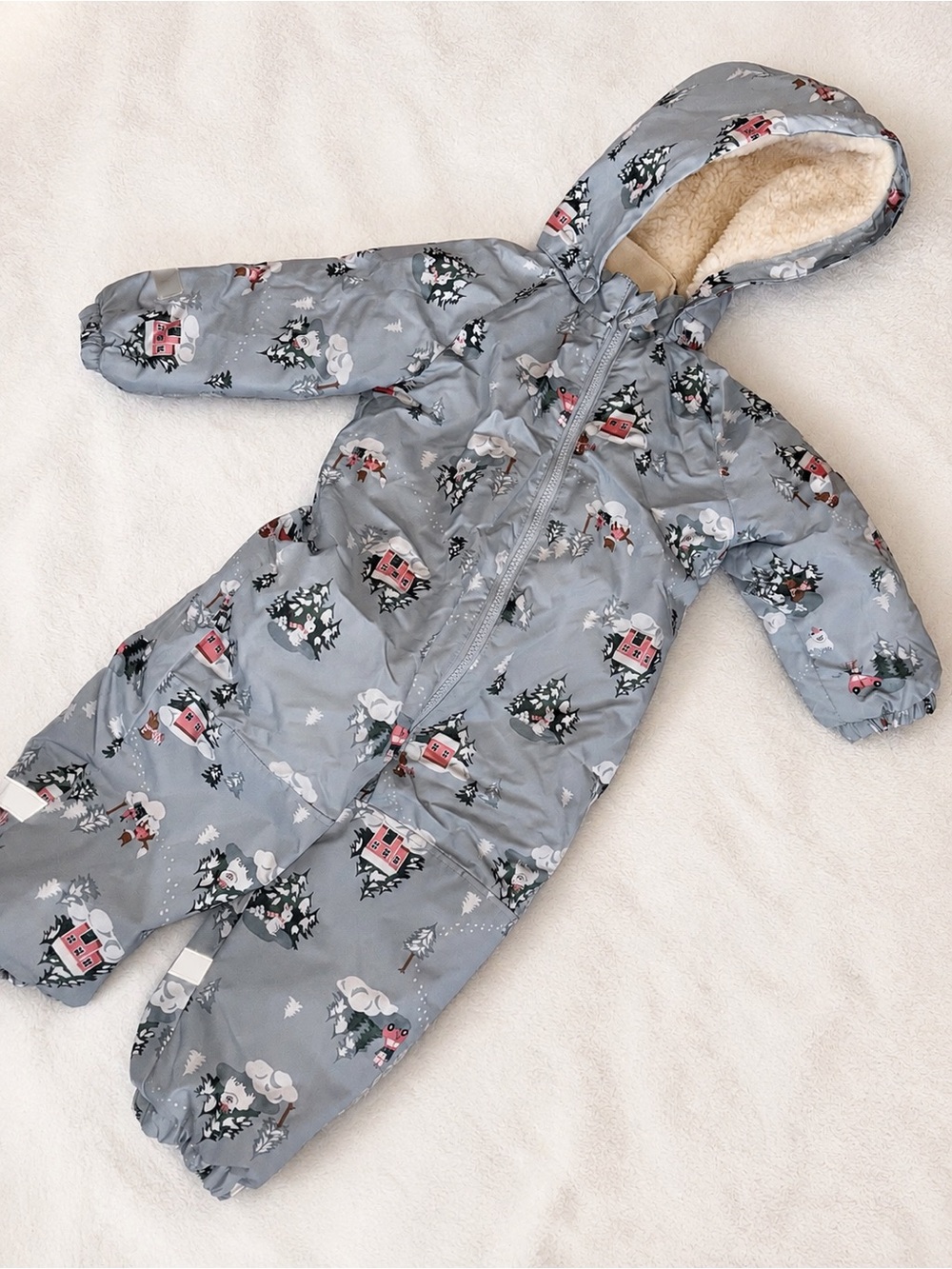 🐰 Baby Winter Snowsuit with Hood in Light Blue and Pink